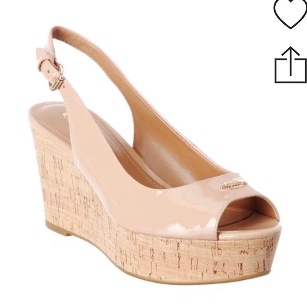 Coach ferry patent wedge sandals size 6